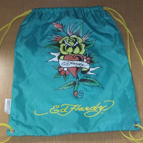 Ed Hardy Turquoise Blue Flower Heart bag - Picture 4 of 7